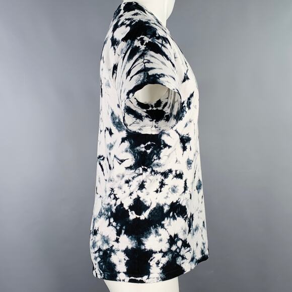 R.SWIADER Size XS White Indigo Tie Dye Cotton Crew Neck T-shirt - Picture 2 of 5